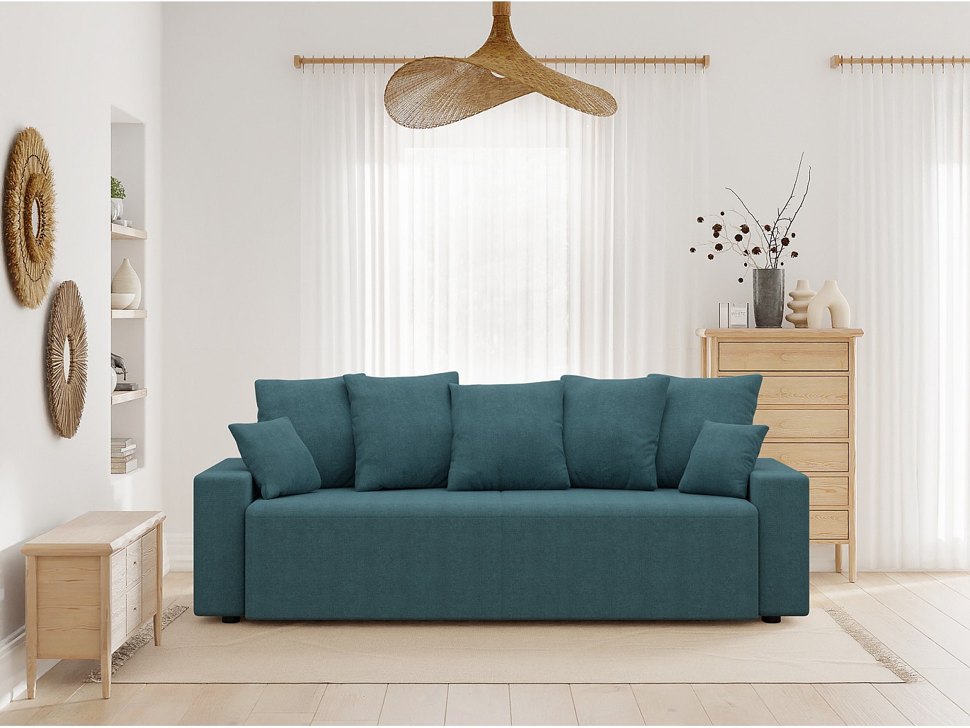 Canapé scandinave convertible 3 places bleu MALMO | Leroy Merlin