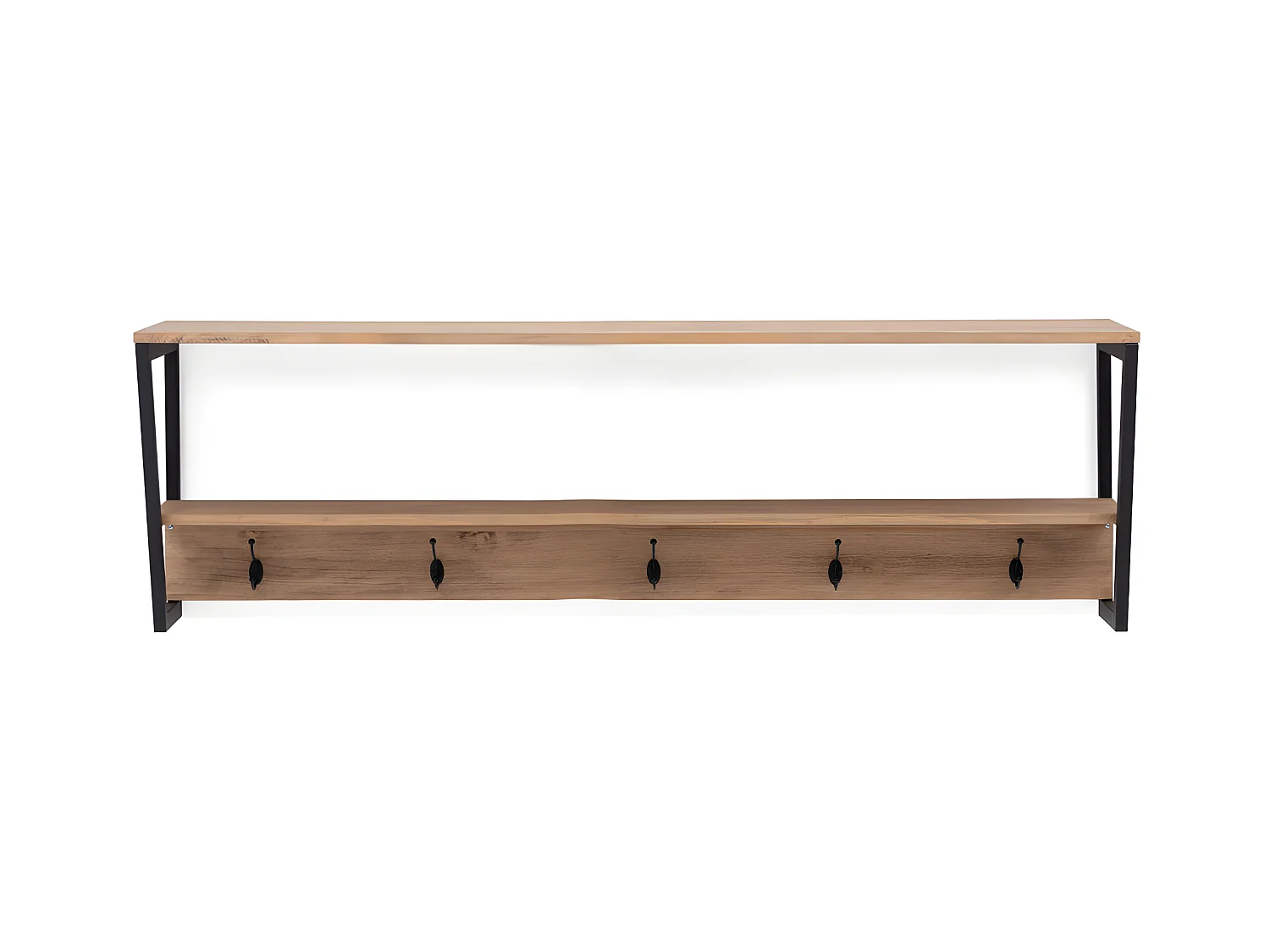 Polygonales Garderobenregal. Vintage-Industriestil  120x35x47cm. Schwarzes Metall