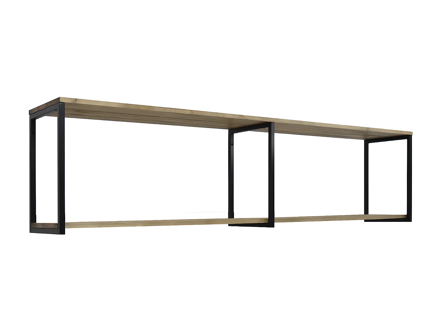 Estantería colgante iCub Big Wood 2 Estantes 3 Marcos 100x30x47cm Negro en madera maciza de pino acabado vintage estilo industrial Box Furniture