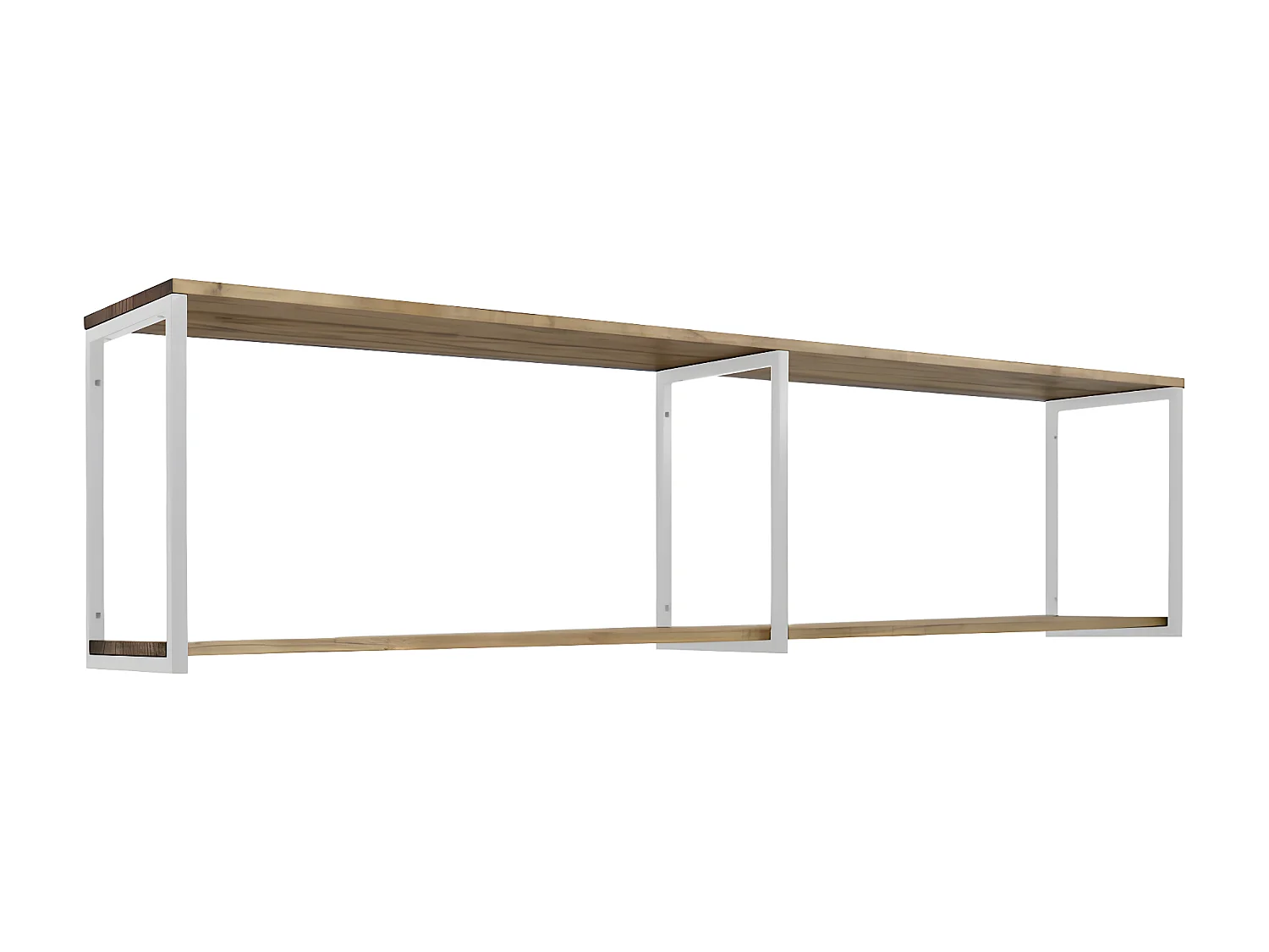 Estantería colgante iCub Big Wood 2 Estantes 3 Marcos 180x30x47cm Blanco en madera maciza de pino acabado vintage estilo industrial Box Furniture