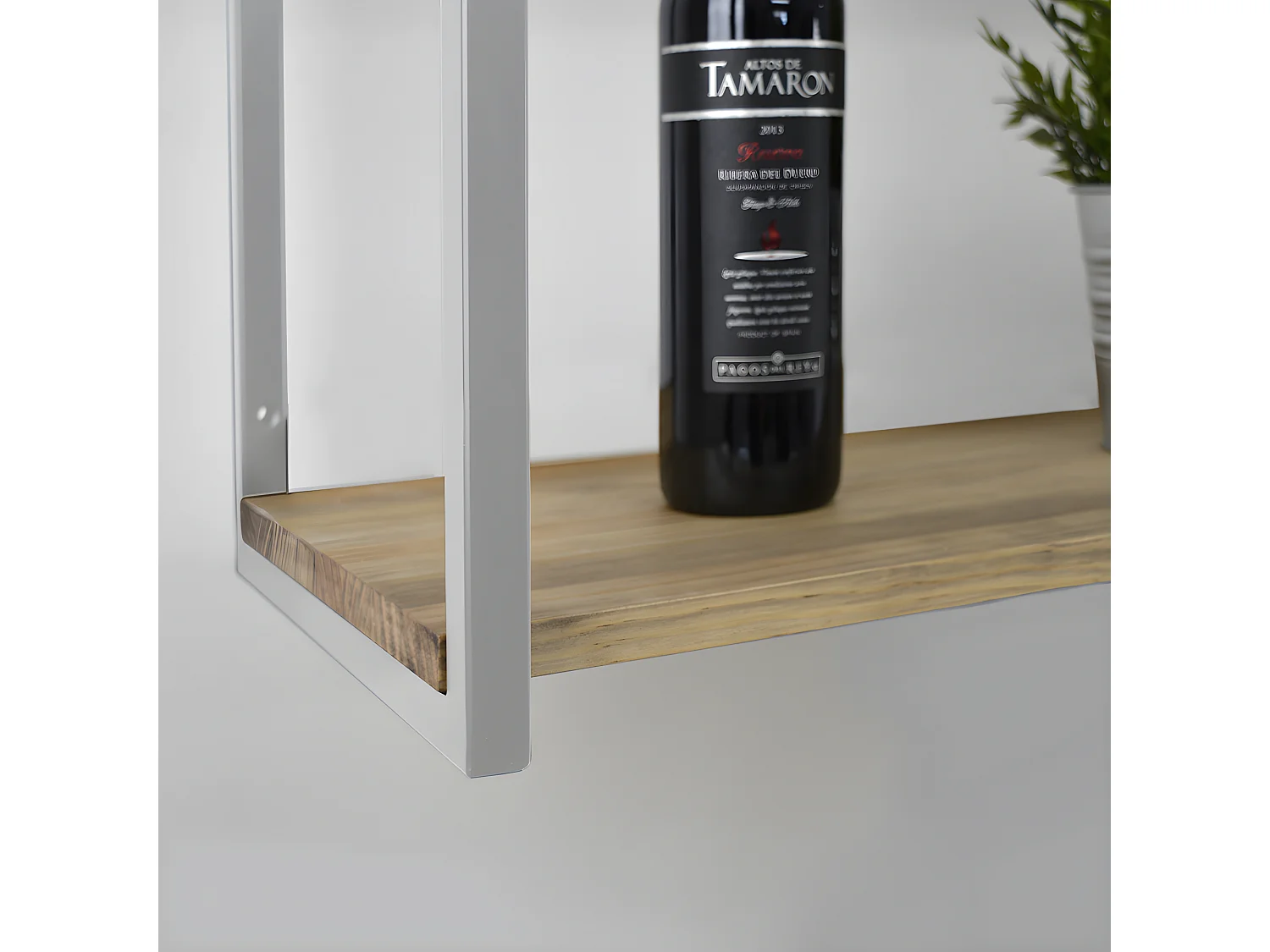 Estantería colgante iCub Big Wood 2 Estantes 3 Marcos 180x30x47cm Blanco en madera maciza de pino acabado vintage estilo industrial Box Furniture