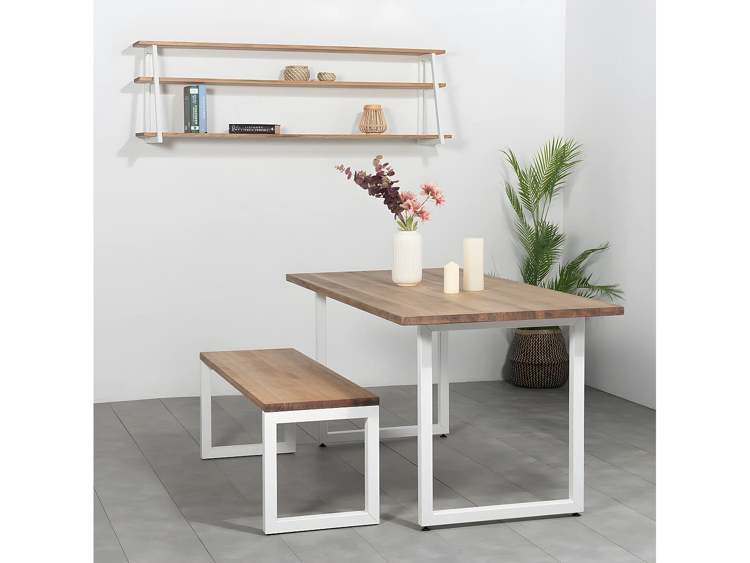 Estante Ascendente 198x35x47 Branco – madeira vintage – Tres suportes