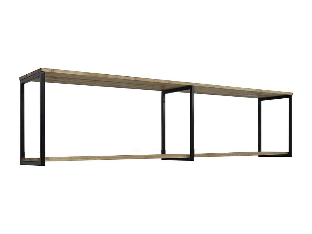 Estantería Colgante 2 Estantes iCub Big Wood 3 Marcos 198x30x47cm Negro Efecto vintage estilo industrial Box Furniture