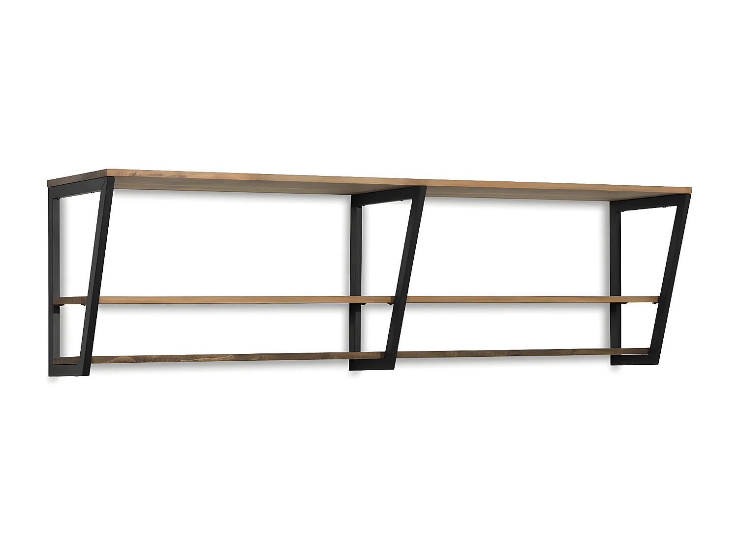 Estante Descendente 140x35x47 Preto – madeira vintage – Dois suportes