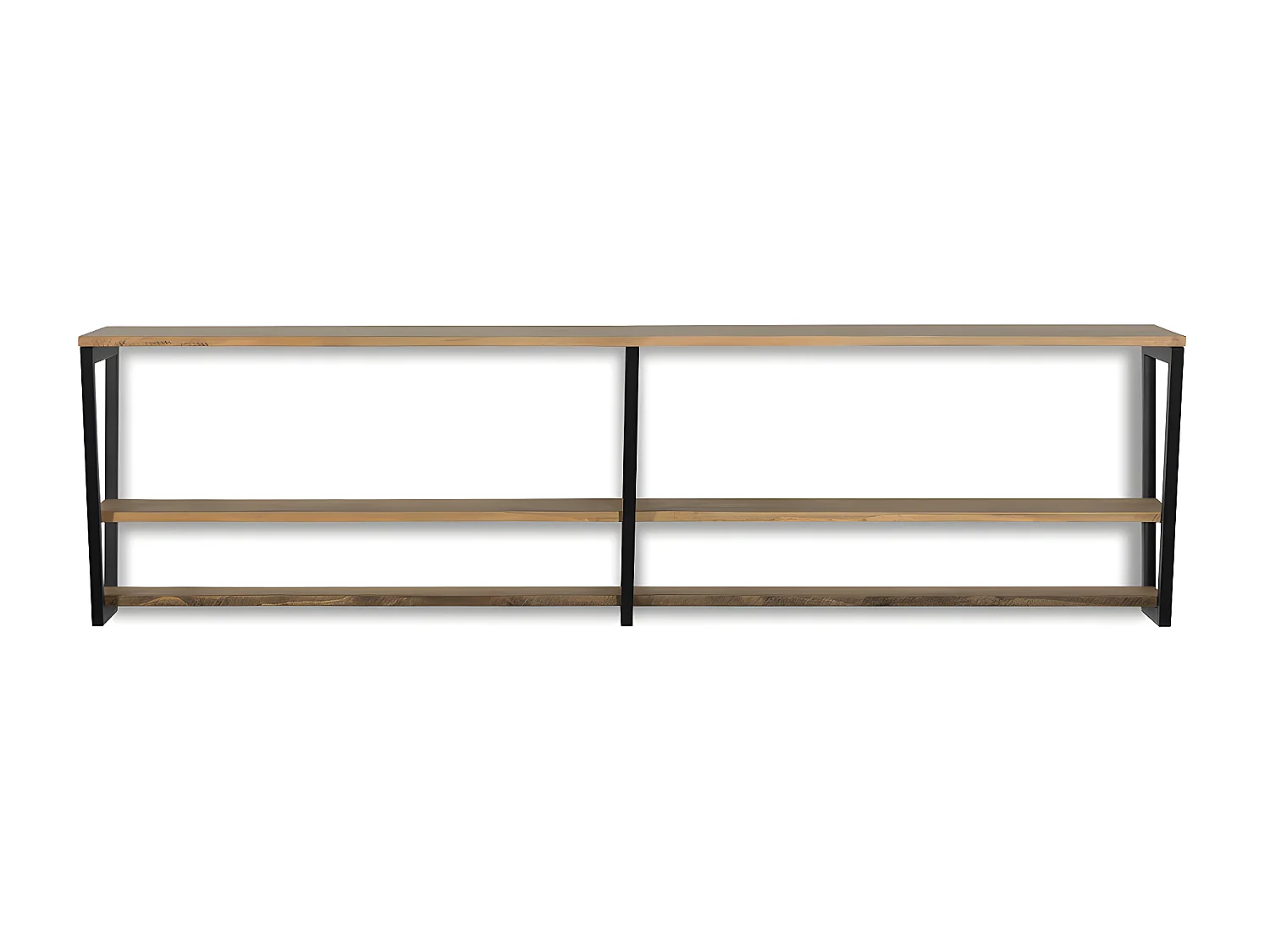 Estante Descendente 140x35x47 Preto – madeira vintage – Dois suportes