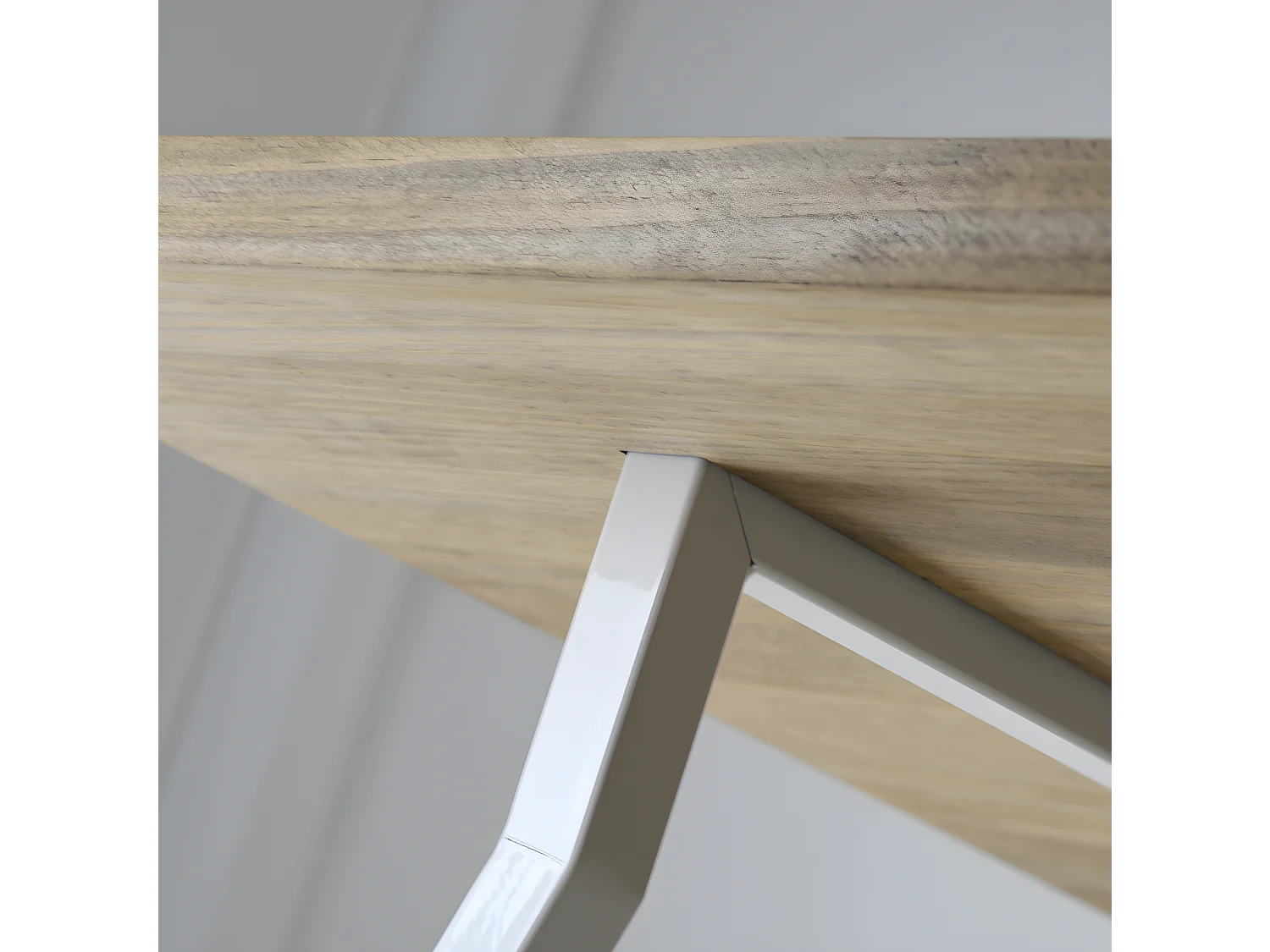 Mesa de cavalete branca 200x80x72cm em madeira maciça de pinho com acabamento de estilo industrial vintage