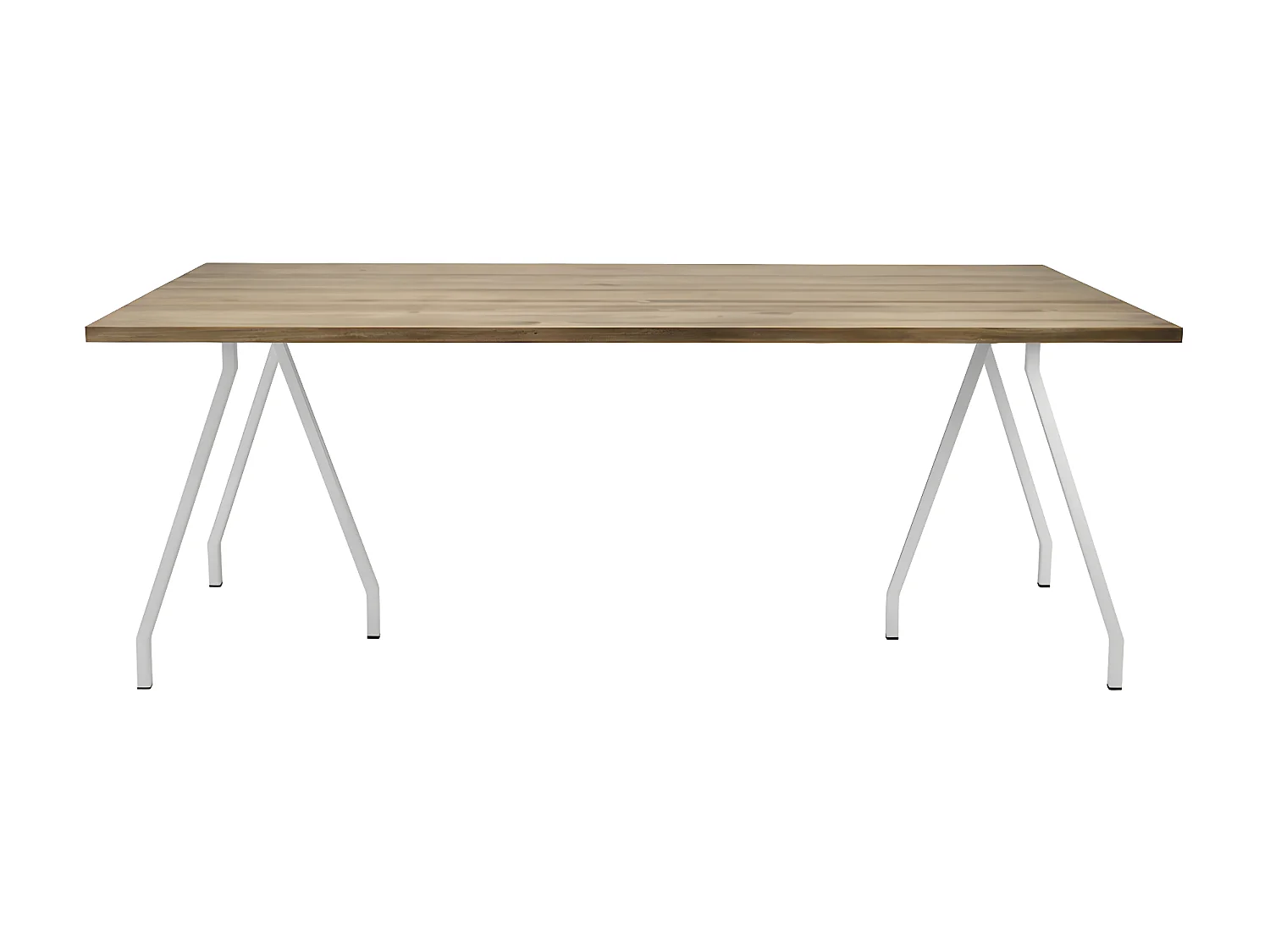 Mesa de cavalete branca 200x80x72cm em madeira maciça de pinho com acabamento de estilo industrial vintage