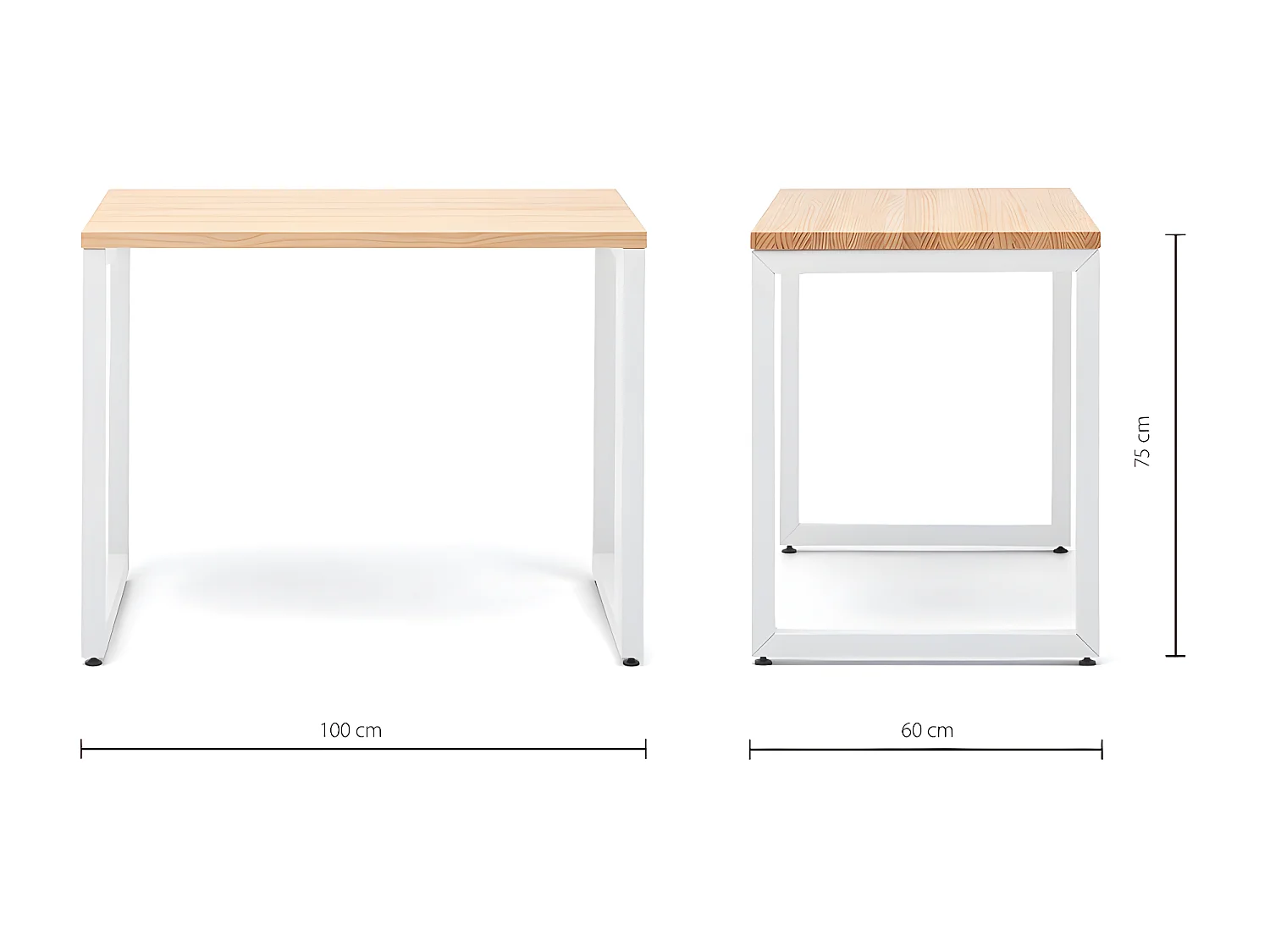Table bureau iCub Strong ECO 60x100x75 cm Blanc Naturel