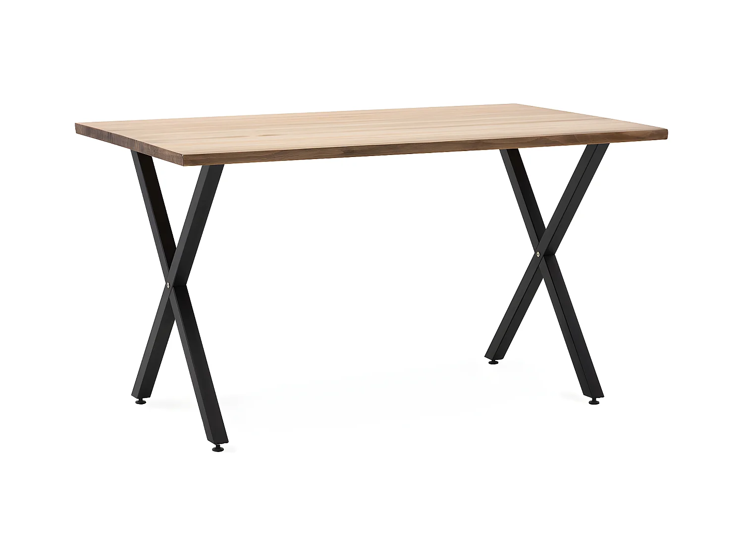 Table Salle a Manger Pied X ECO 140x80cm Noir-Bois Vieilli