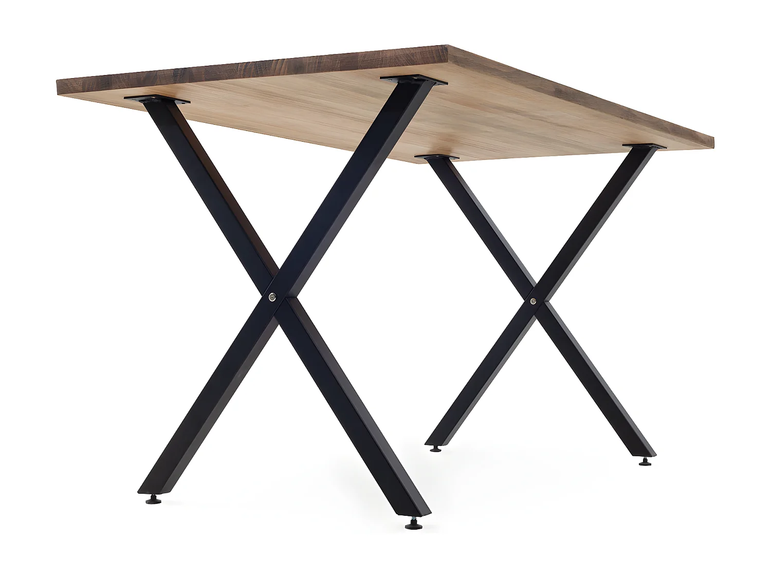 Pata X ECO 140x80x75cm Mesa de jantar preta em madeira de pinho maciço com acabamento estilo industrial vintage Box Furniture