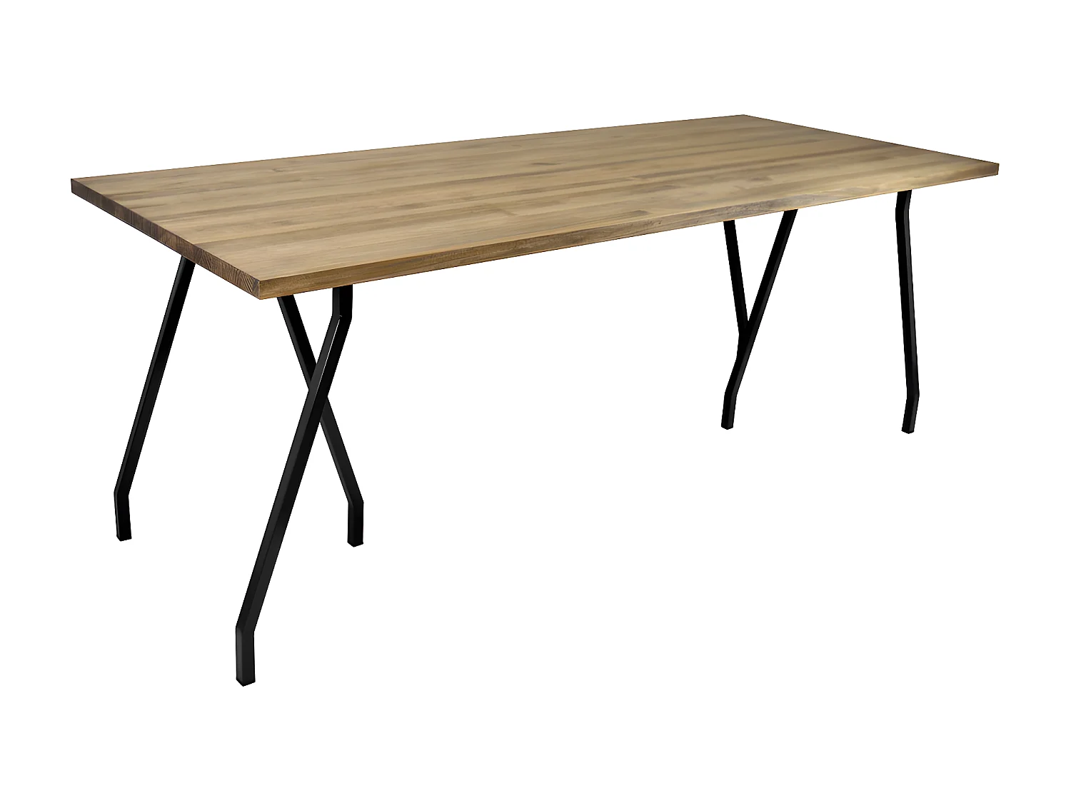 Mesa de cavalete preta 140x80x75cm da Box Furniture em madeira de pinho maciça com acabamento vintage estilo industrial Box Furniture