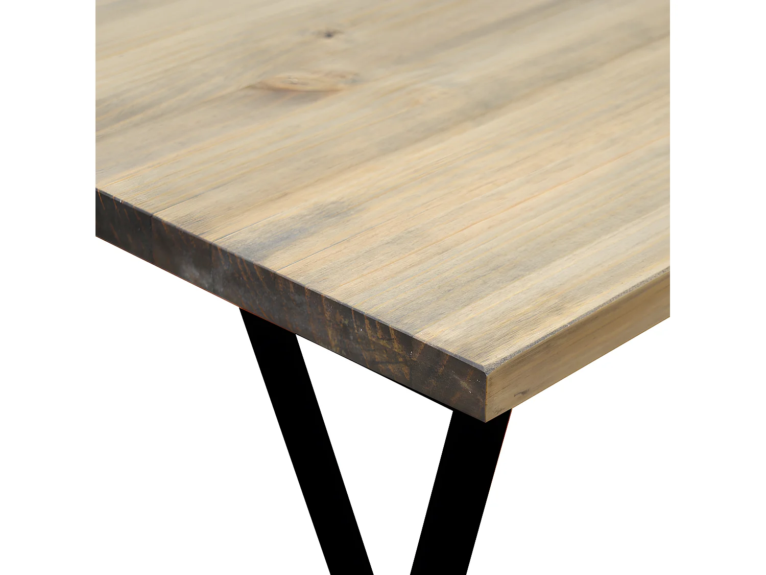 Mesa de cavalete preta 140x80x75cm da Box Furniture em madeira de pinho maciça com acabamento vintage estilo industrial Box Furniture