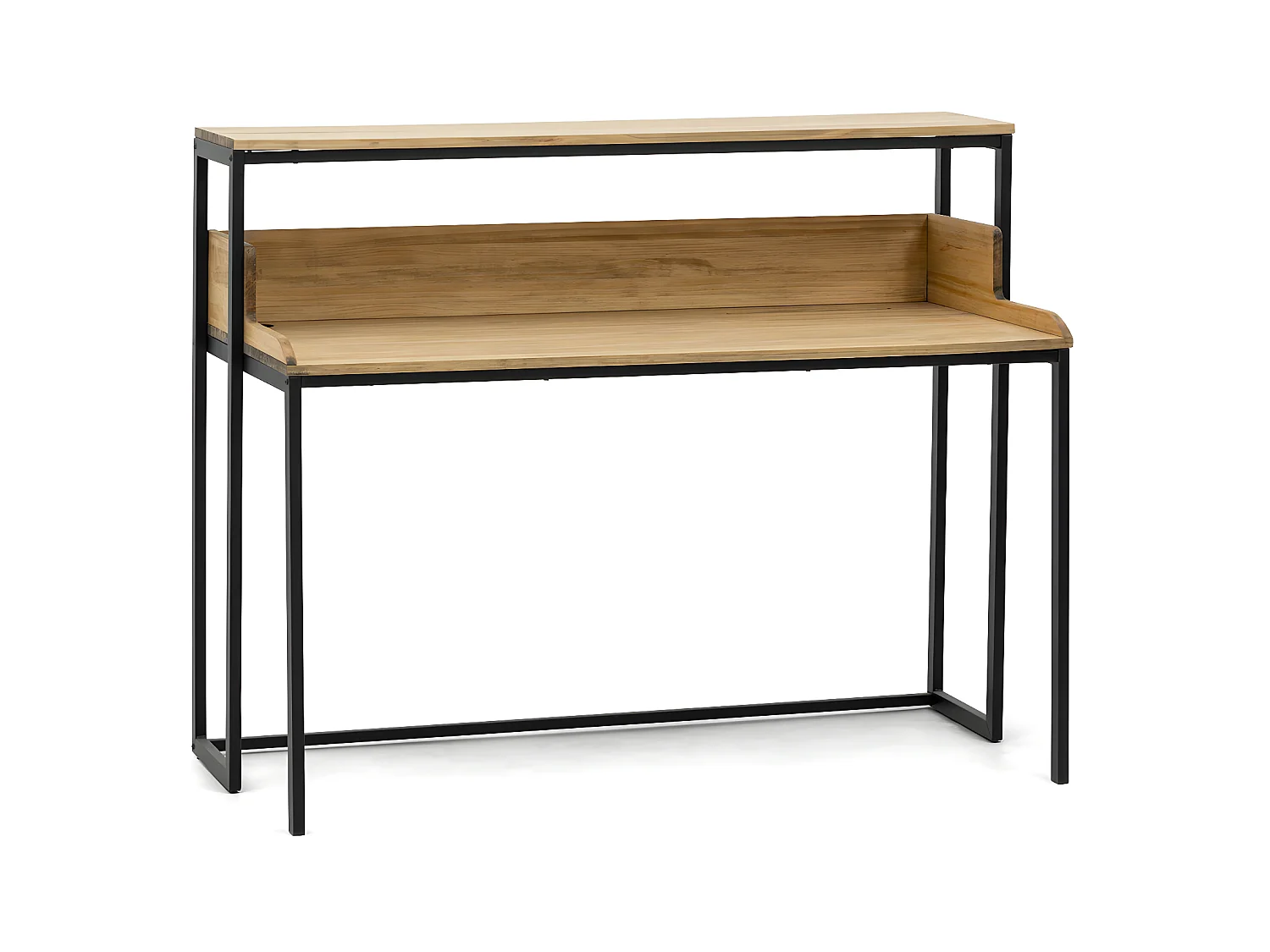 Tavolo da studio Swindon 120x60x110cm Nero in legno di pino massiccio con finitura in stile industriale vintage Box Furniture