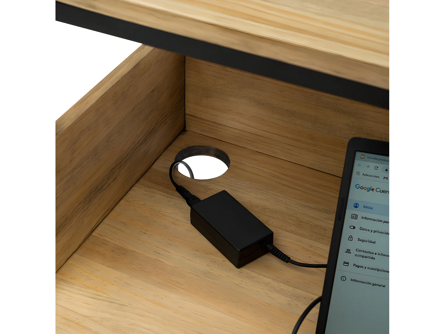 Mesa de Estudio Swindon 120x60x110cm Negra en madera maciza de pino acabado vintage estilo industrial Box Furniture