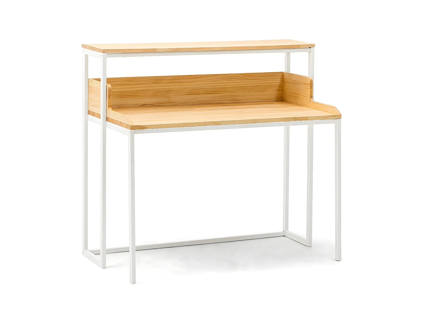 Mesa de Estudio Swindon 120x60x110cm Blanca en madera maciza de pino acabado natural estilo nórdico industrial Box Furniture