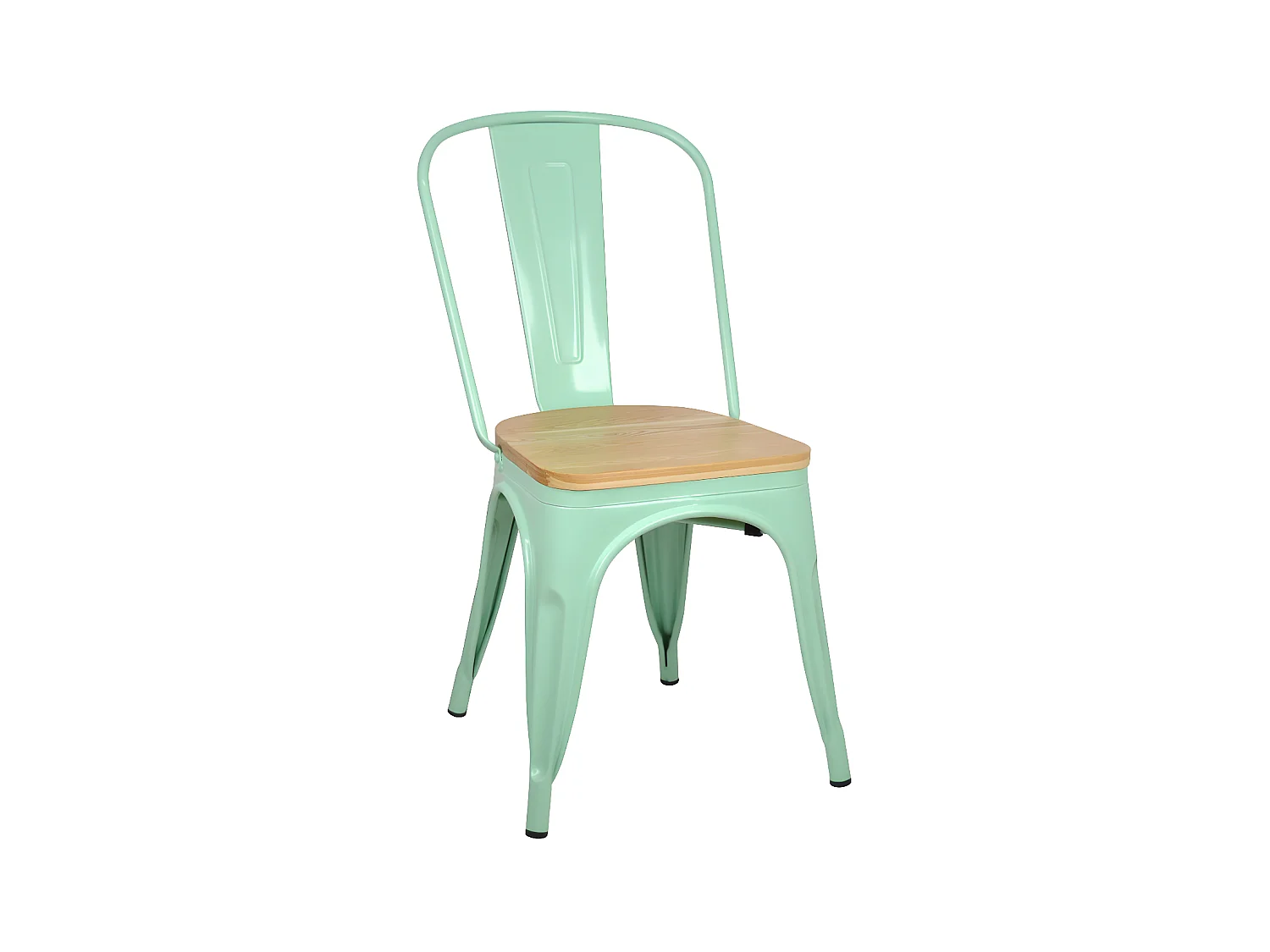 Lot de 4 chaises industriels Tulio Assise bois - 46x52x85cm. - Vert