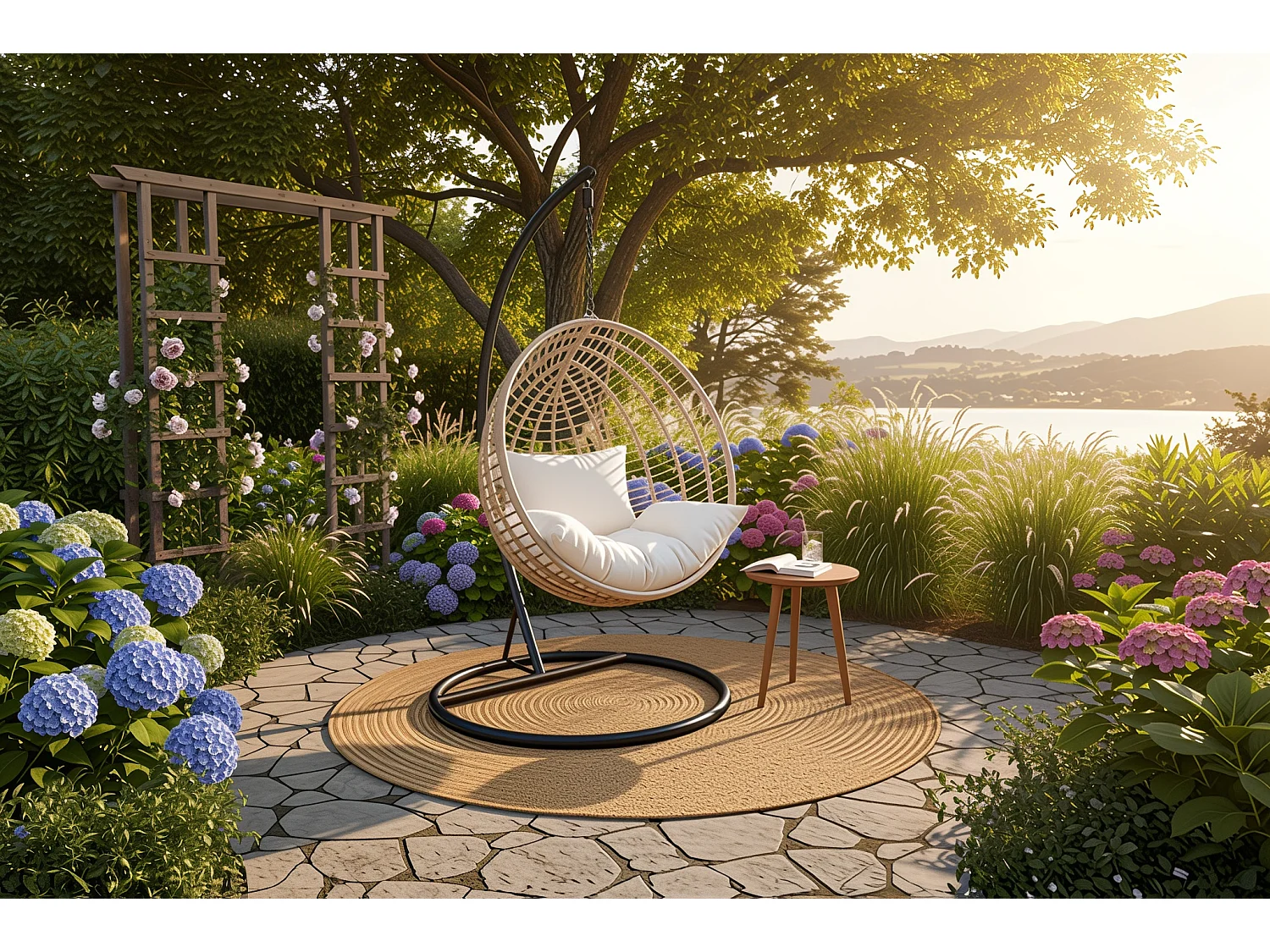 Sedia sospesa a dondolo, poltrona sospesa uovo mod. Eden