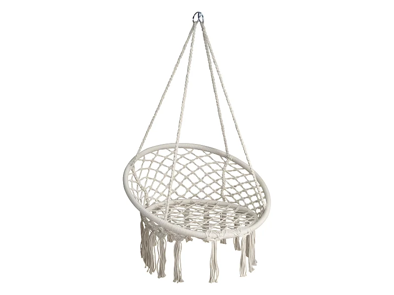 Sedia sospesa a dondolo beige, amaca poltrona sospesa mod. Bali
