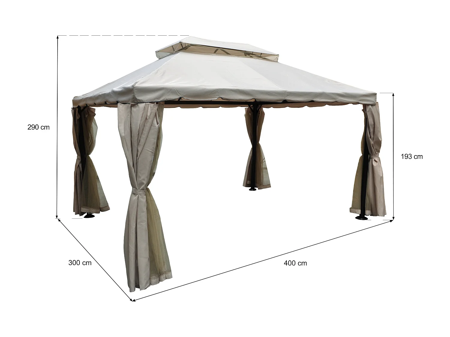 Gazebo da giardino 3×4 con zanzariera mod. Santiago