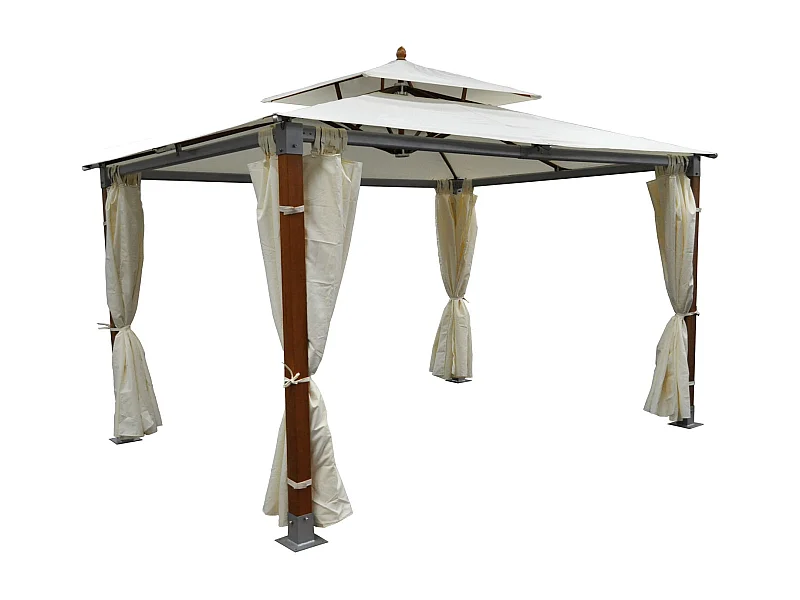 Gazebo Da Giardino 3x4 In Legno-Alluminio Mod. Porto Rico