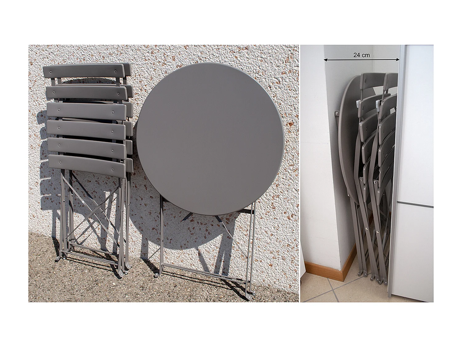 Set tavolo e sedie da giardino pieghevoli tortora - Positano