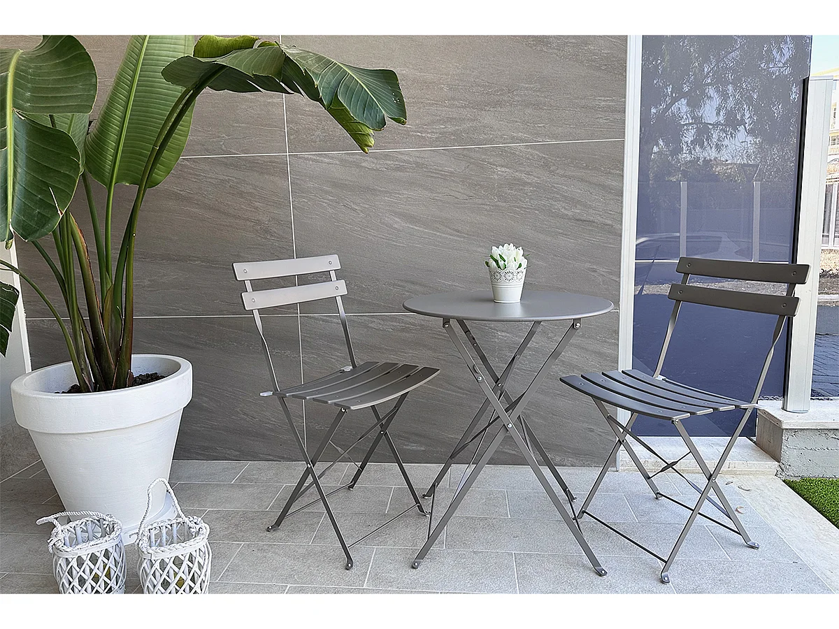Set tavolo e sedie da giardino pieghevoli tortora - Positano