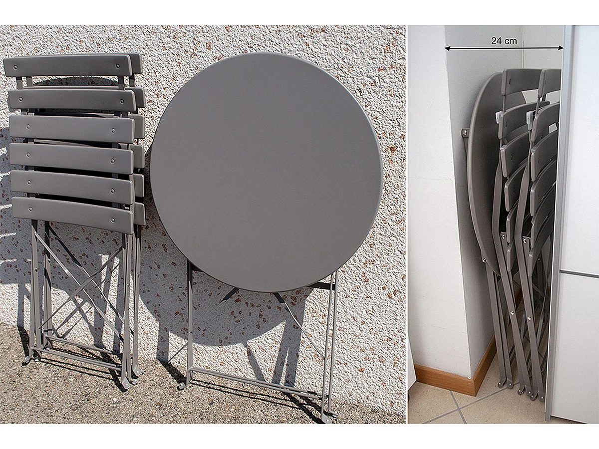 Set tavolo e sedie da giardino pieghevoli tortora - Positano