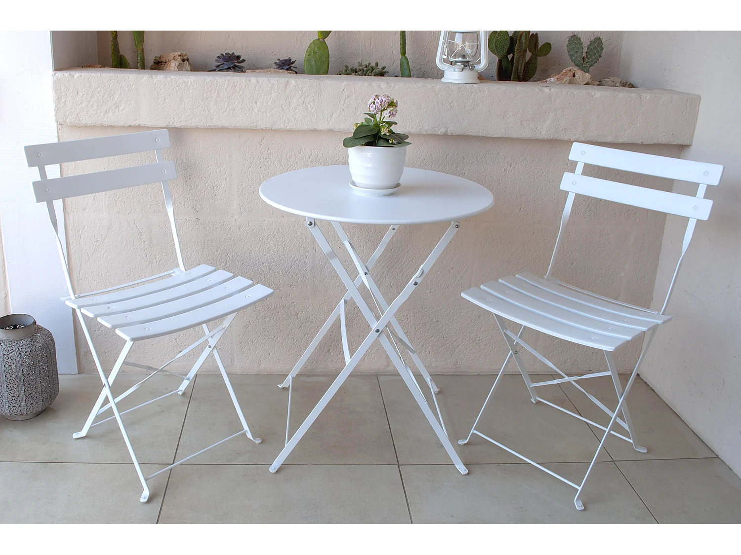 Set tavolo e sedie da giardino pieghevoli bianco - Positano