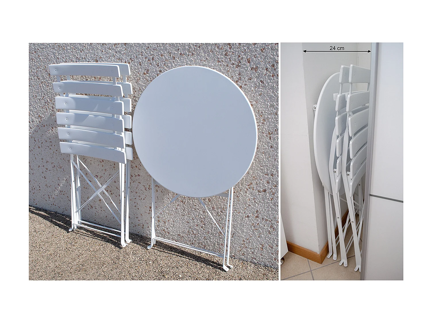 Set tavolo e sedie da giardino pieghevoli bianco - Positano