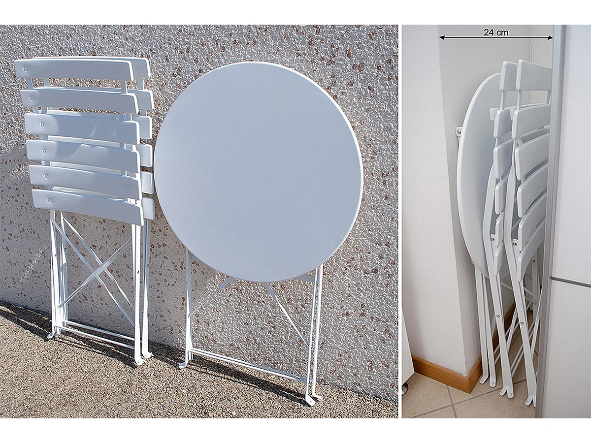 Set tavolo e sedie da giardino pieghevoli bianco - Positano