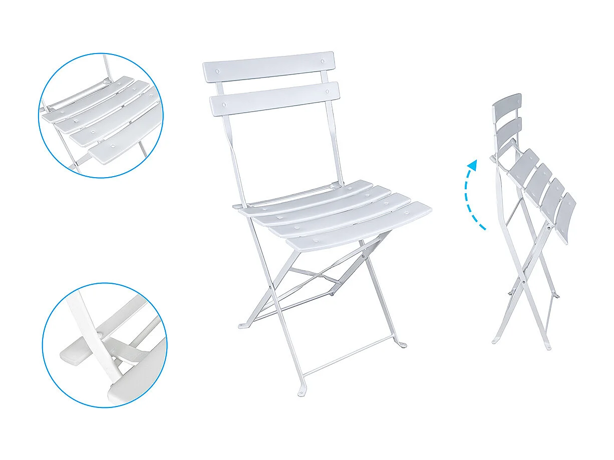 Set tavolo e sedie da giardino pieghevoli bianco - Positano
