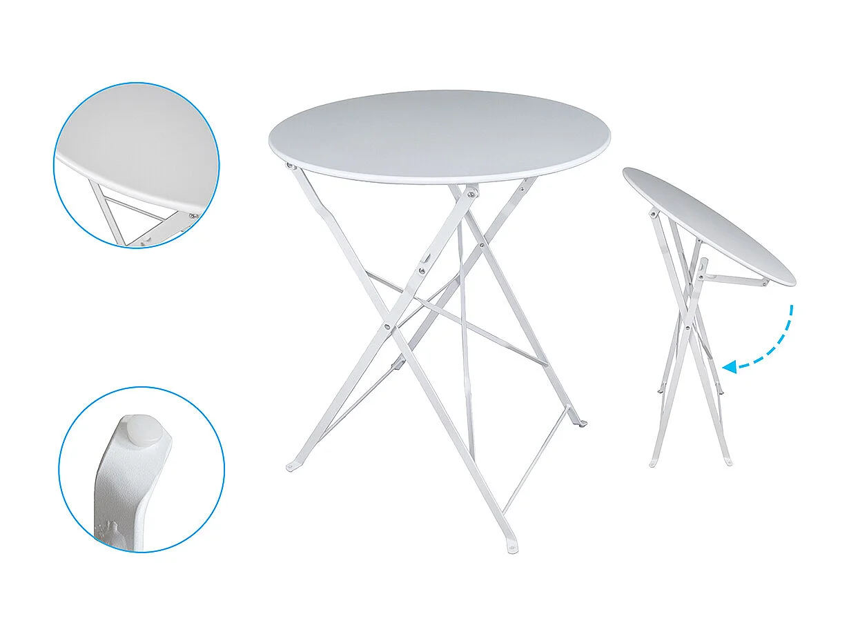 Set tavolo e sedie da giardino pieghevoli bianco - Positano