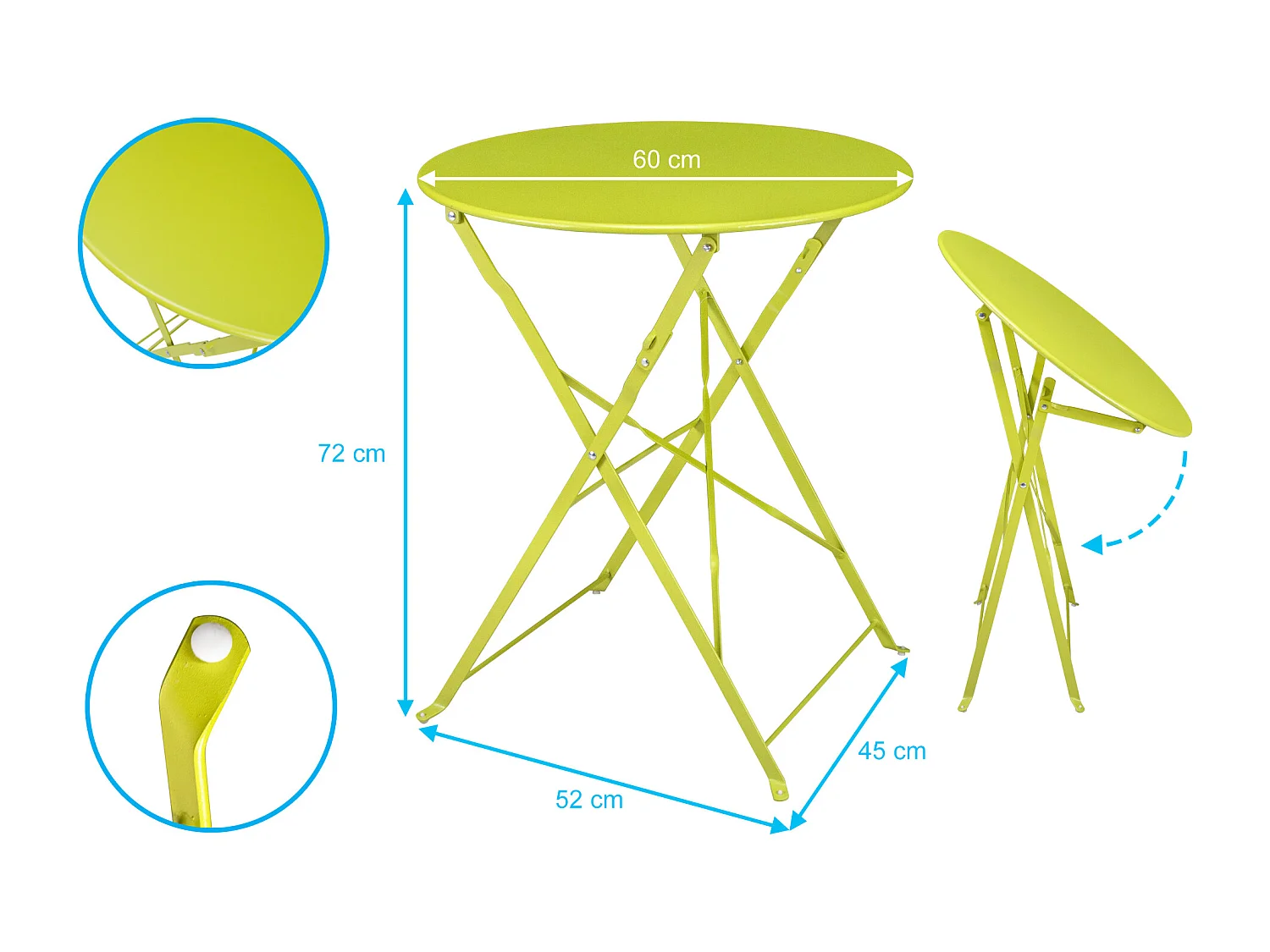 Set tavolo e sedie da giardino pieghevoli lime - Positano