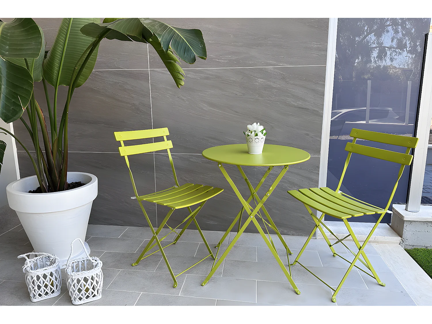 Set tavolo e sedie da giardino pieghevoli lime - Positano