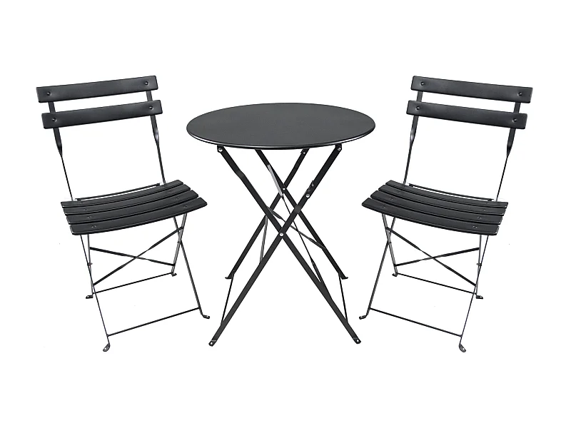 Set tavolo e sedie da giardino pieghevoli nero - Positano