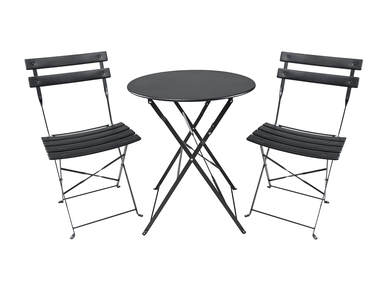 Set tavolo e sedie da giardino pieghevoli nero - Positano