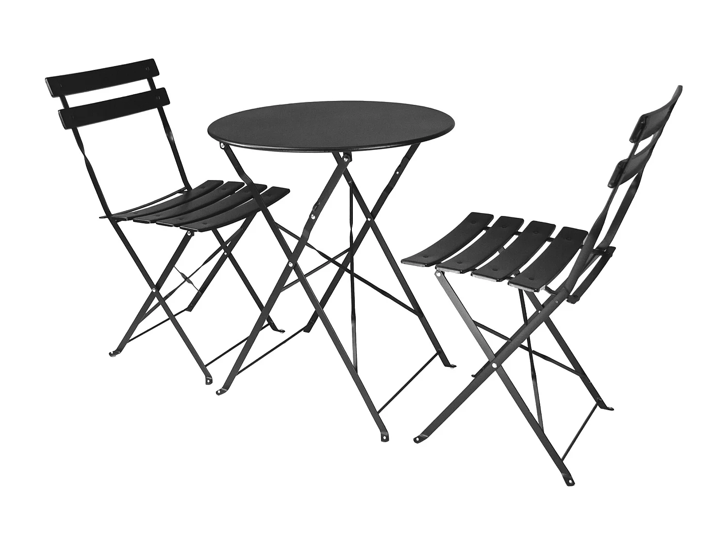 Set tavolo e sedie da giardino pieghevoli nero - Positano