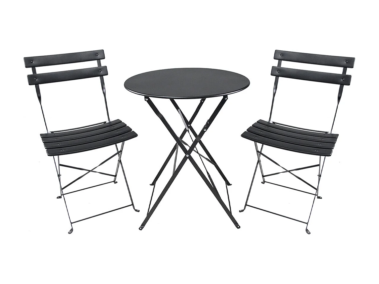 Set tavolo e sedie da giardino pieghevoli nero - Positano