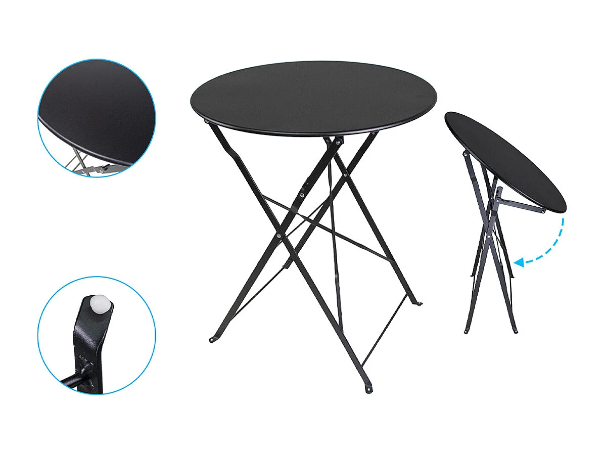 Set tavolo e sedie da giardino pieghevoli nero - Positano