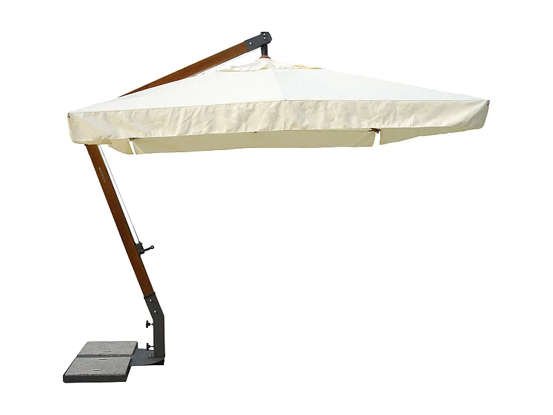 Ombrellone a braccio decentrato 3×4 Bahamas da giardino palo in legno