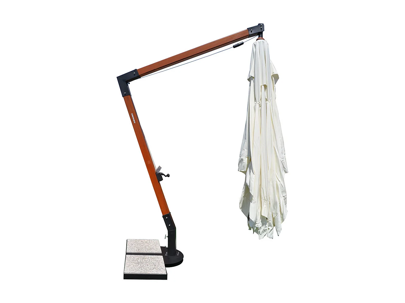 Ombrellone a braccio decentrato 3×4 Bahamas da giardino palo in legno