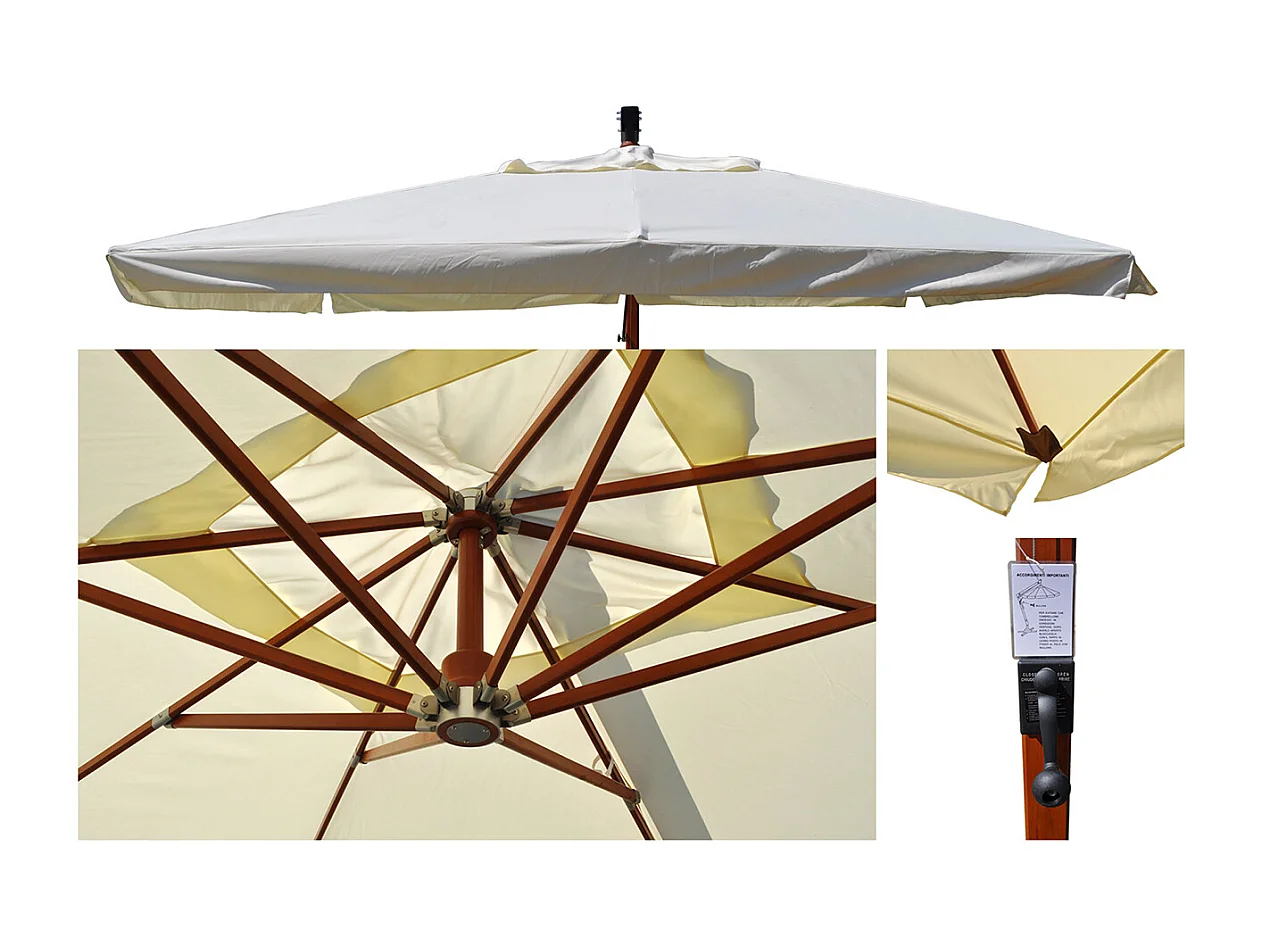 Ombrellone a braccio decentrato 3×4 Bahamas da giardino palo in legno