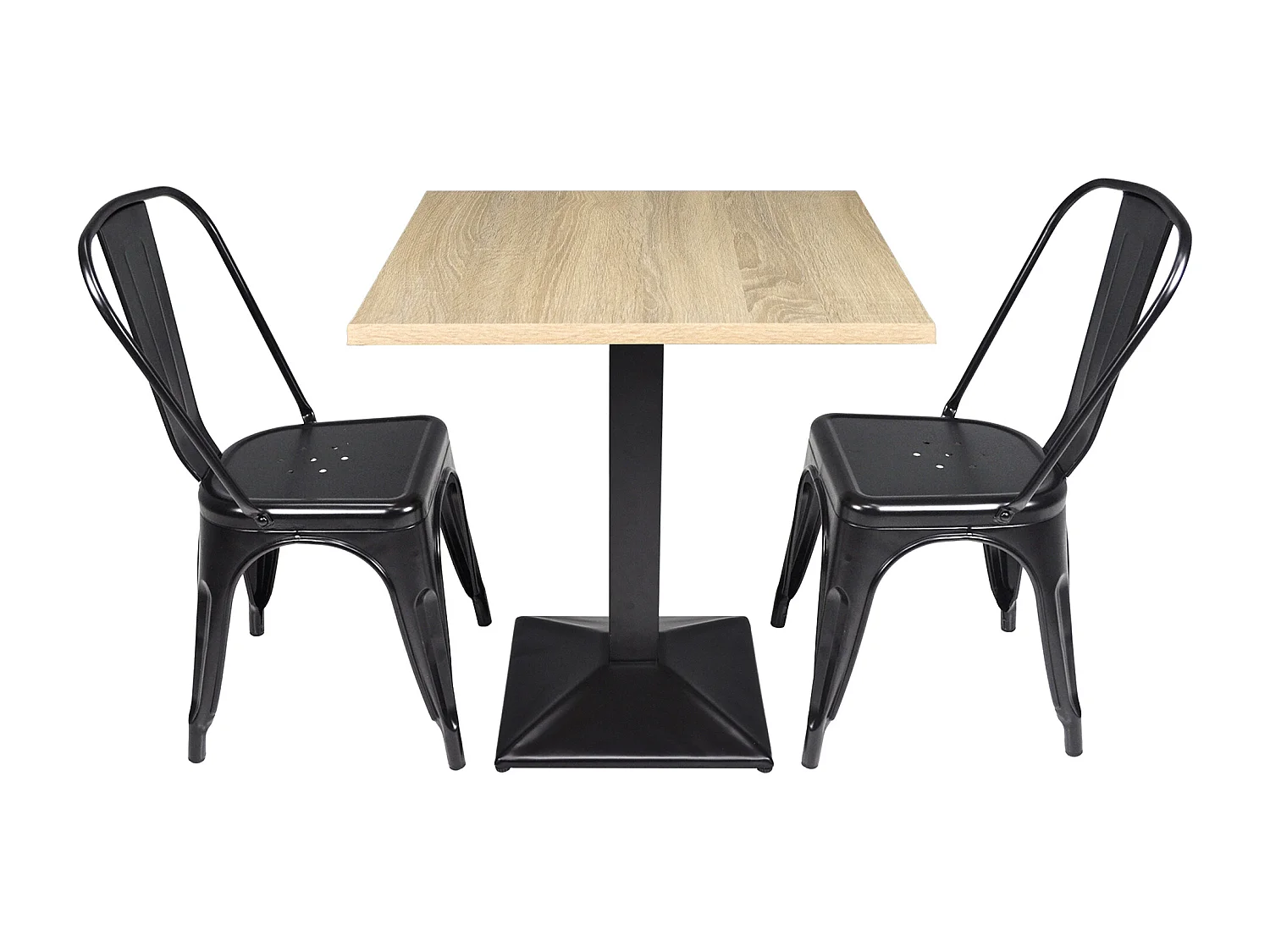 Tavolo quadrato 70×70 stile industriale con top in legno naturale , mod. Clint