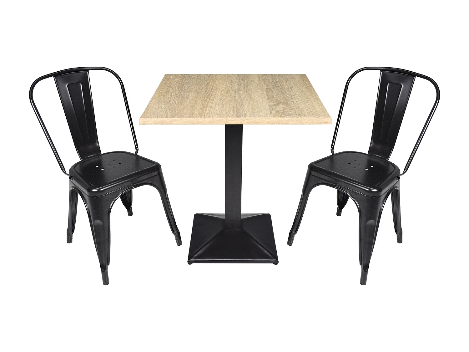 Tavolo quadrato 70×70 stile industriale con top in legno naturale , mod. Clint