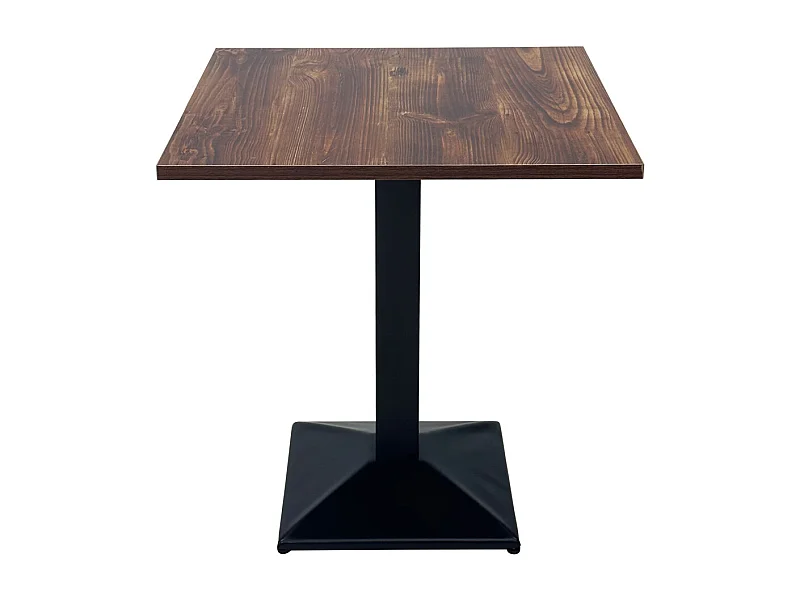 Tavolo quadrato 70×70 stile industriale con top in legno scuro, mod. Clint