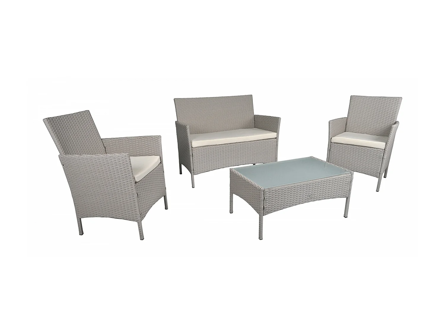 Salotto da giardino in rattan, set di divani da esterno in polyrattan tortora