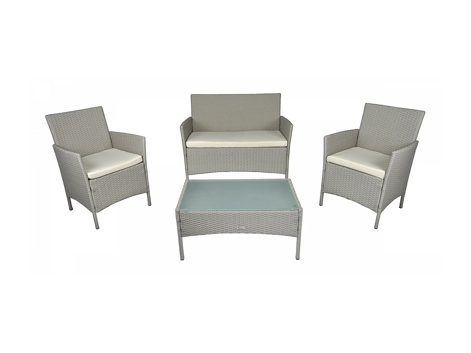 Salotto da giardino in rattan, set di divani da esterno in polyrattan tortora