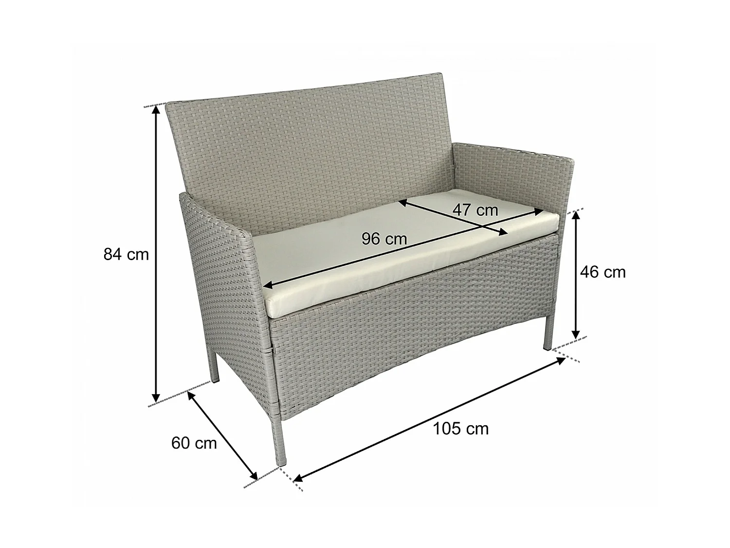 Salotto da giardino in rattan, set di divani da esterno in polyrattan tortora