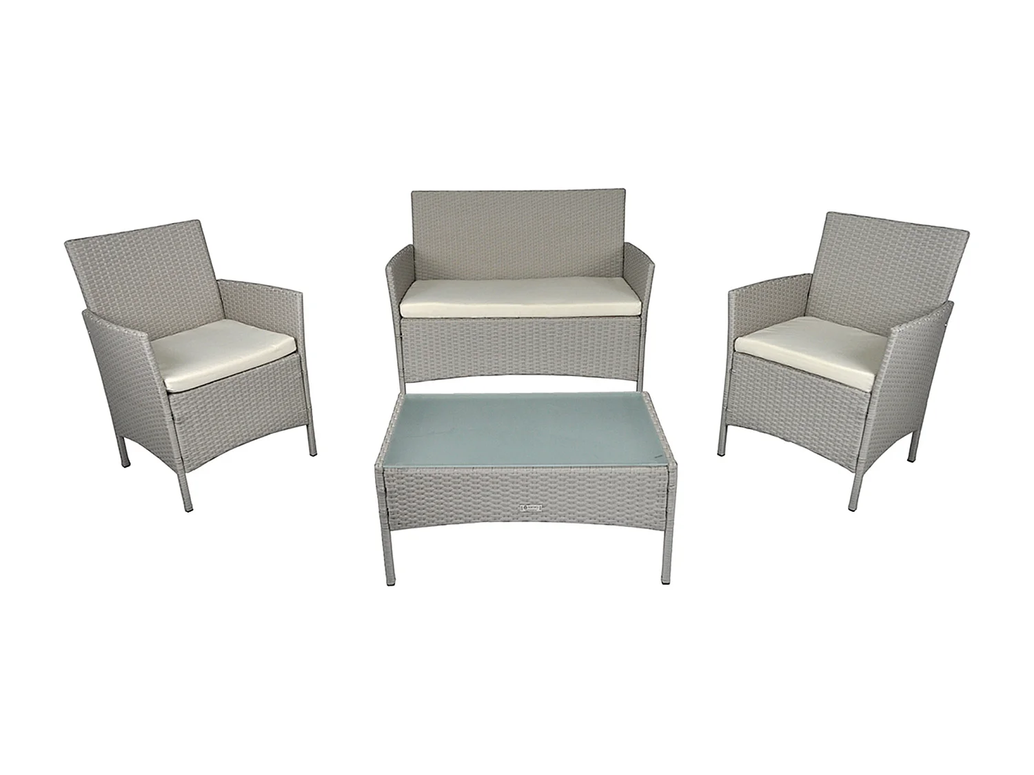 Salotto da giardino in rattan, set di divani da esterno in polyrattan tortora