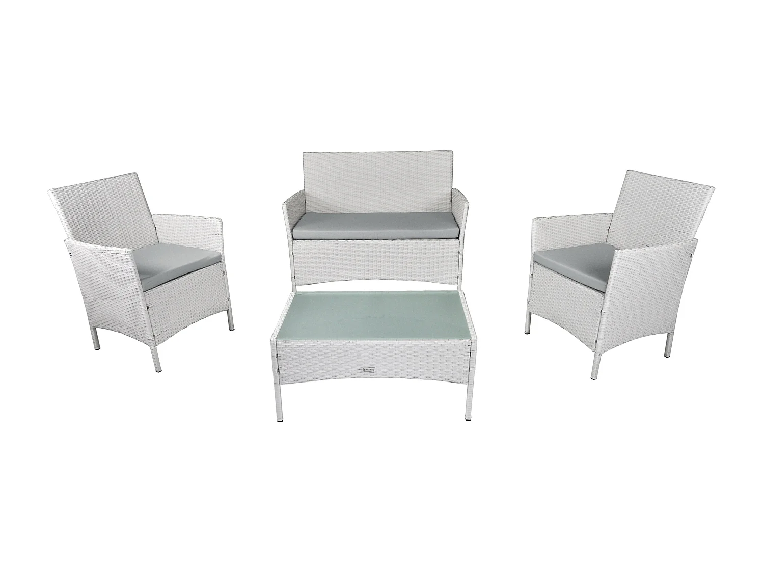 Salotto da giardino in rattan, set di divani da esterno in polyrattan bianco